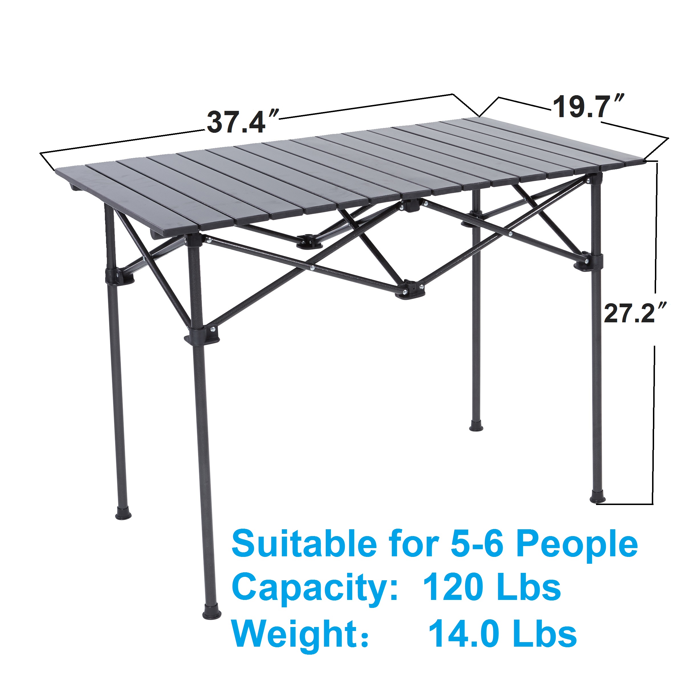 RORAIMA Easy Setup Portable Compact Aluminum Camping Folding Table With 120Lbs Capacity 